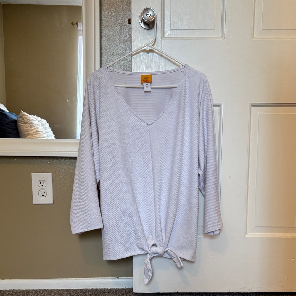Ruby Rd White V-Neck Tie-Front Top